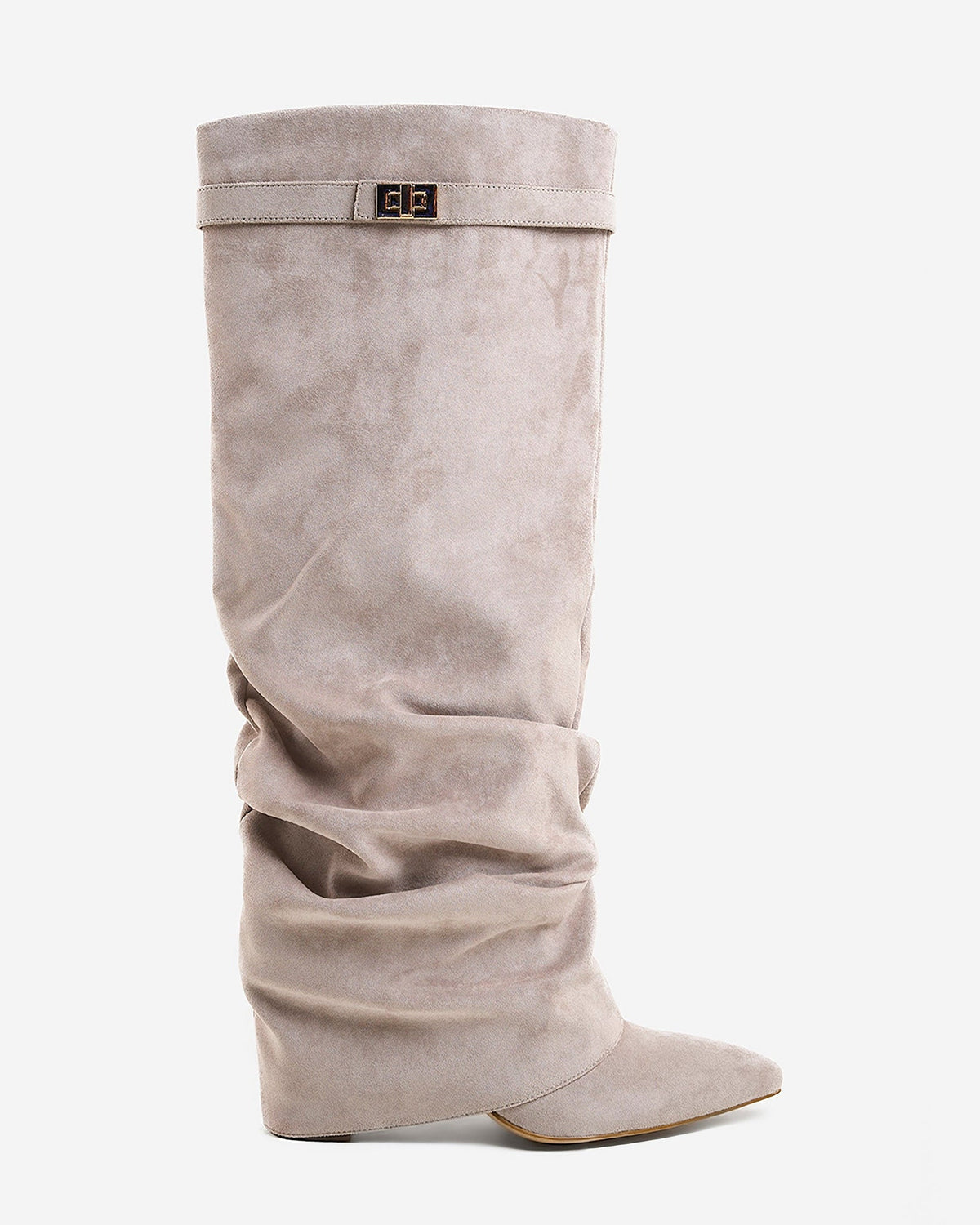 Celeste Slouchy Suede Knee-High Boots - Taupe