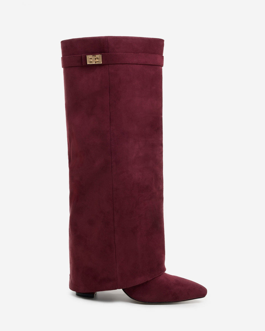 Siena Suede Knee-High Boots - Burgundy