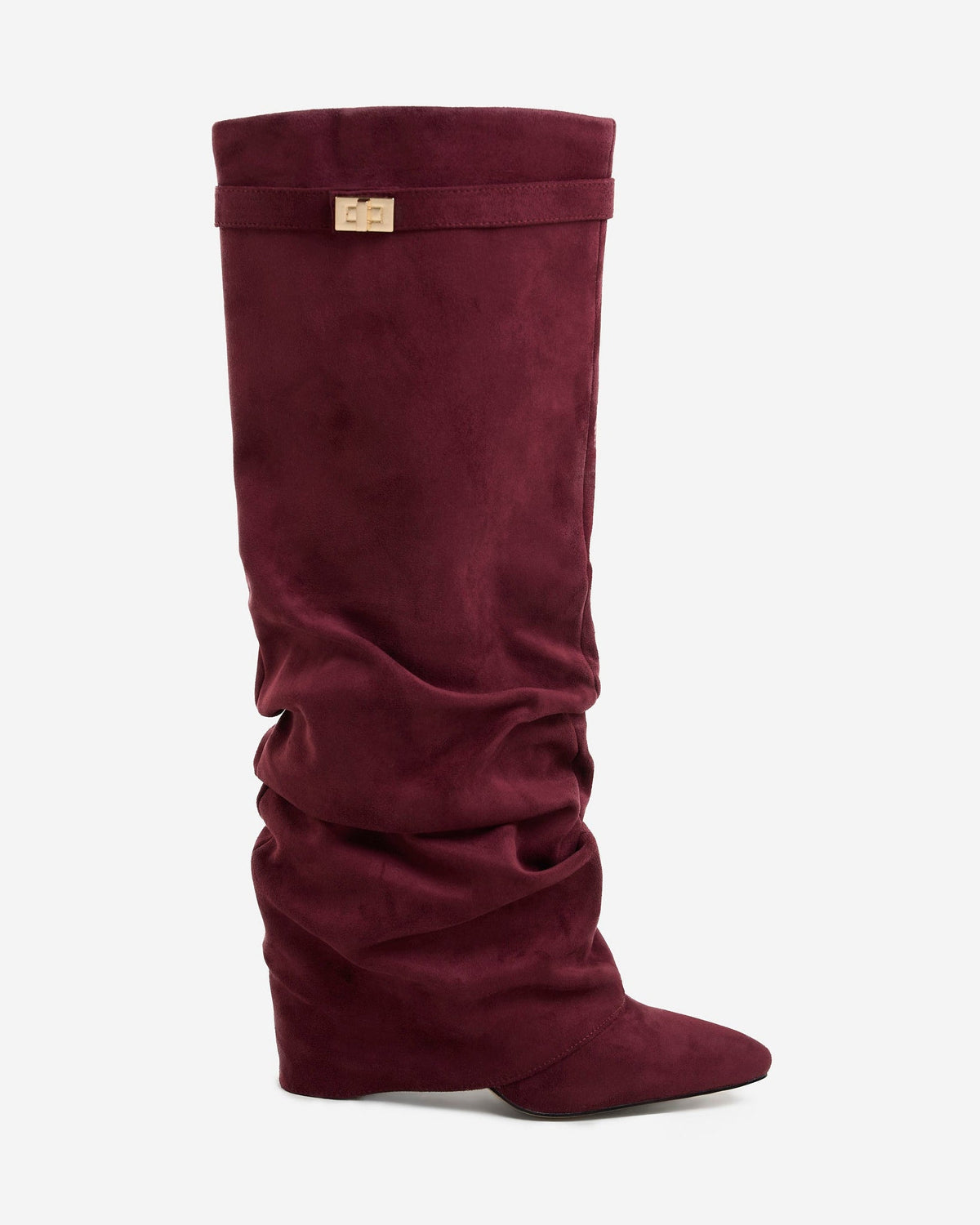 Celeste Slouchy Suede Knee-High Boots - Burgundy