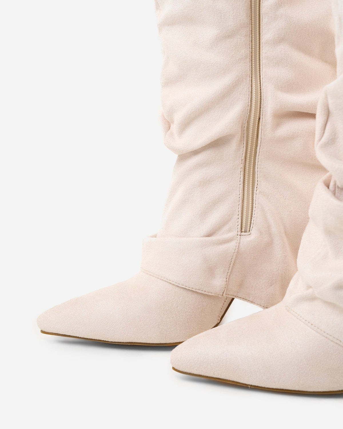 Celeste Slouchy Suede Knee-High Boots - Cream