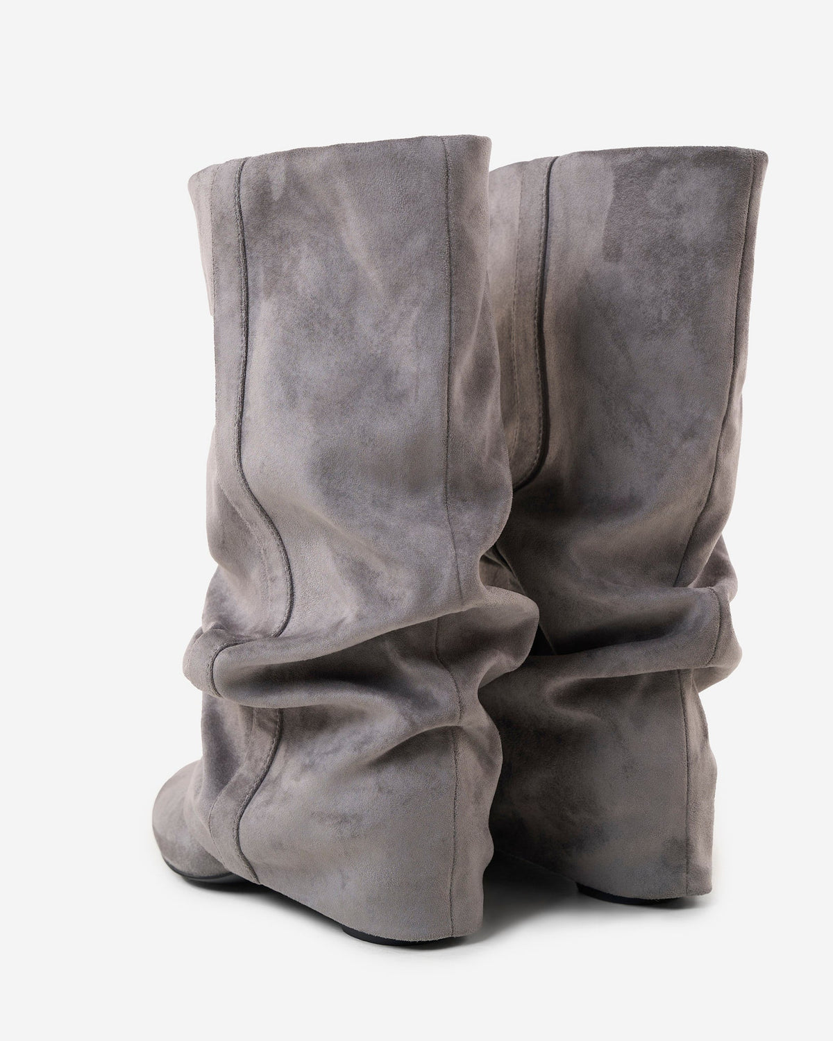Elodie Slouchy Suede Boots - Grey