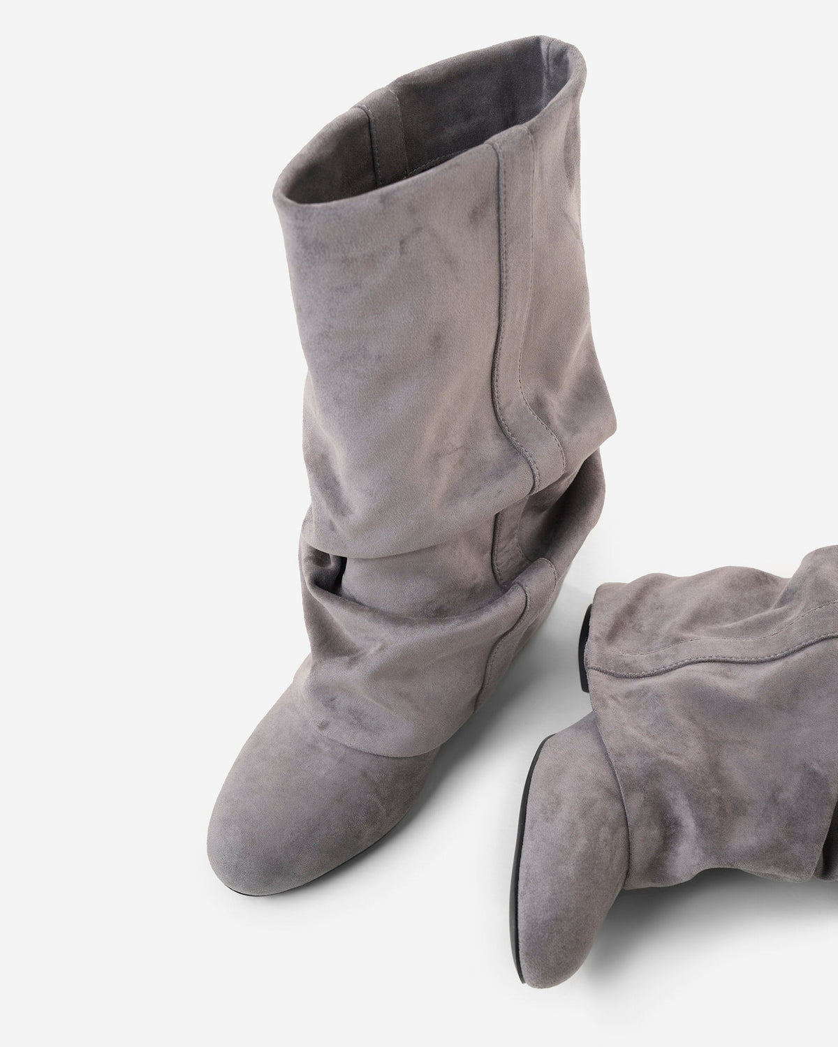 Elodie Slouchy Suede Boots - Grey