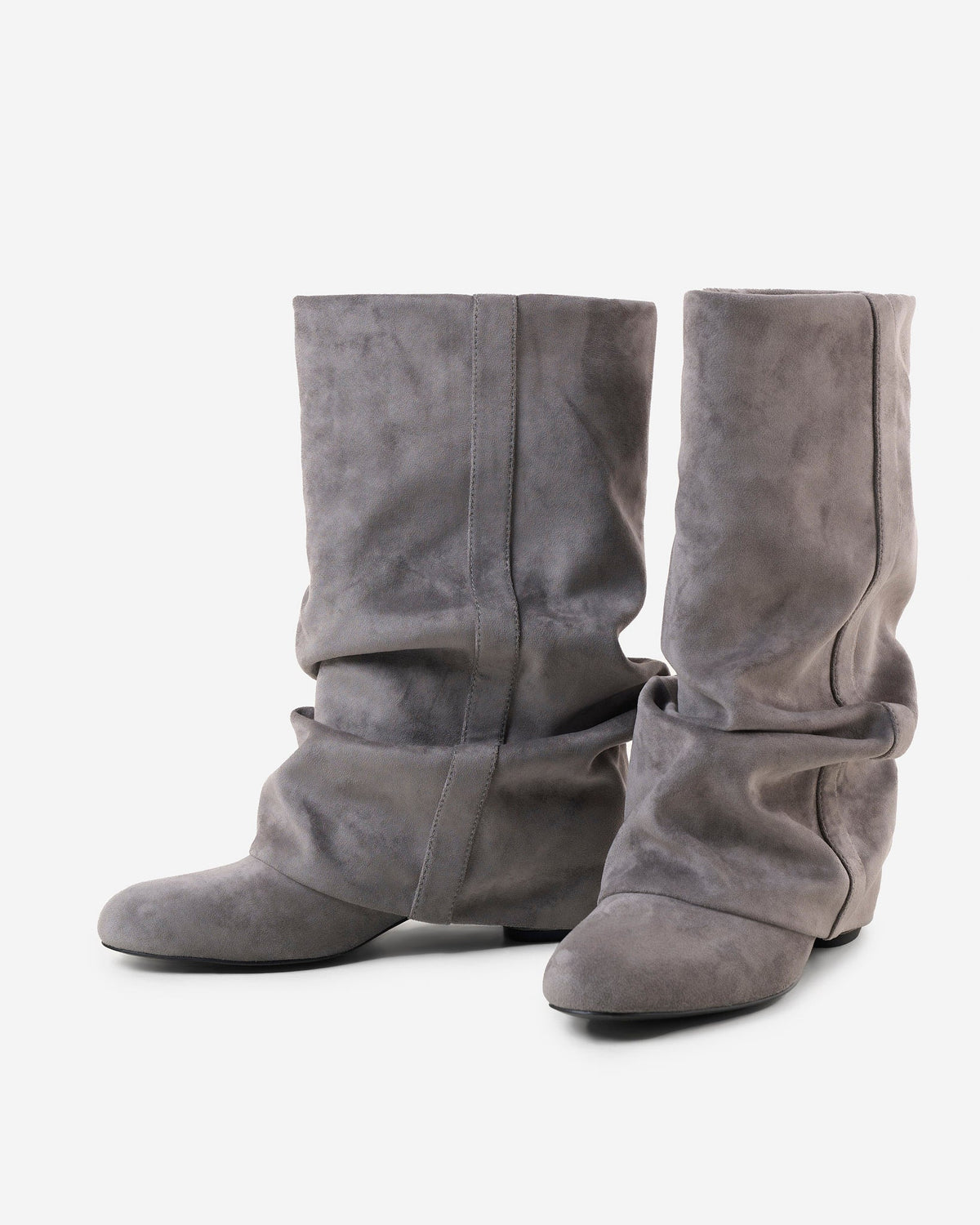 Elodie Slouchy Suede Boots - Grey