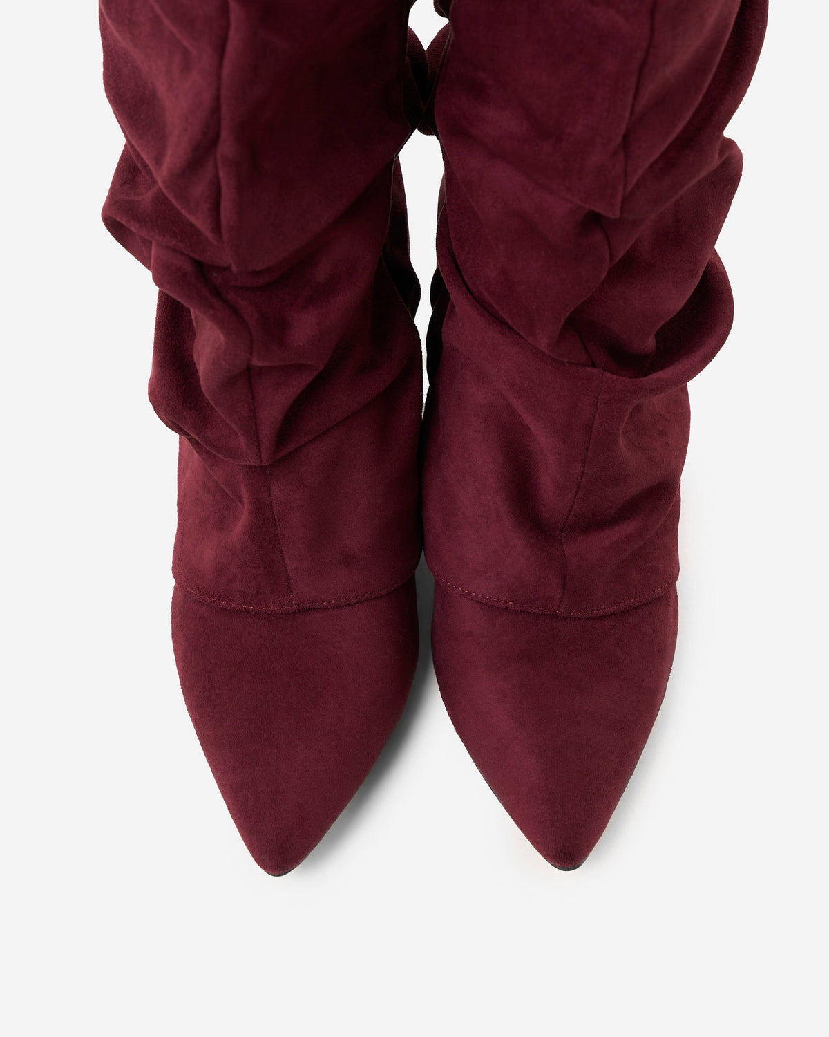 Celeste Slouchy Suede Knee-High Boots - Burgundy