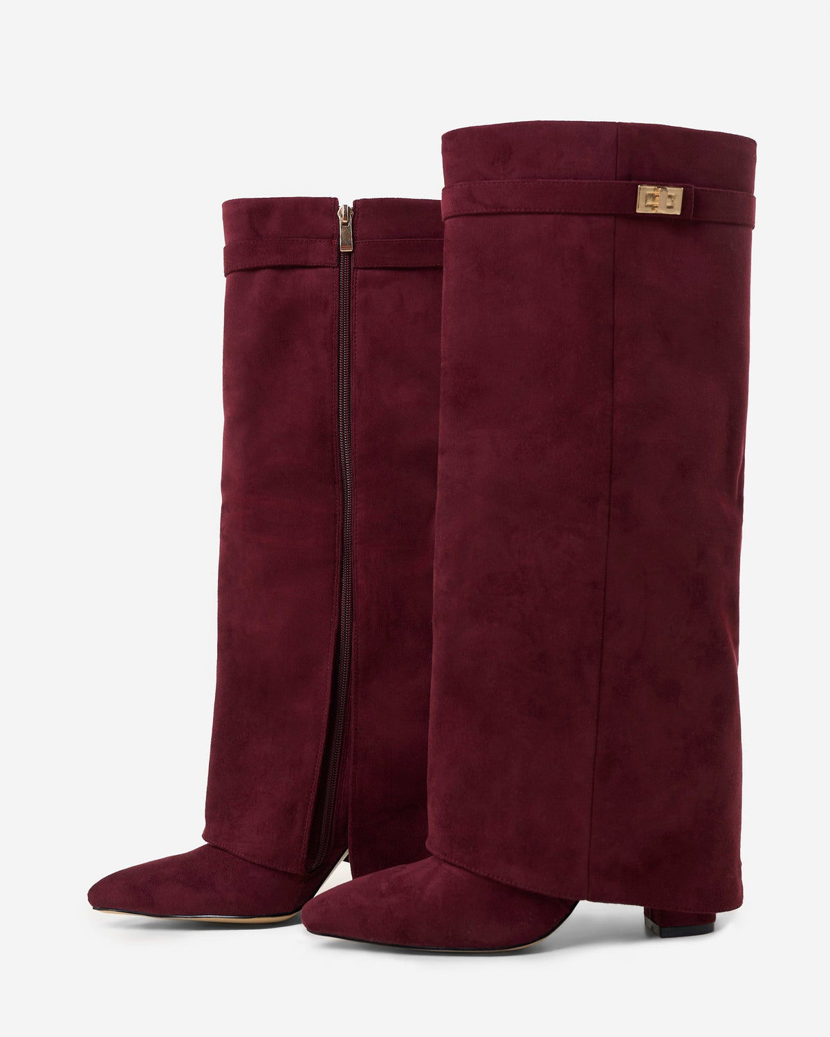 Siena Suede Knee-High Boots - Burgundy