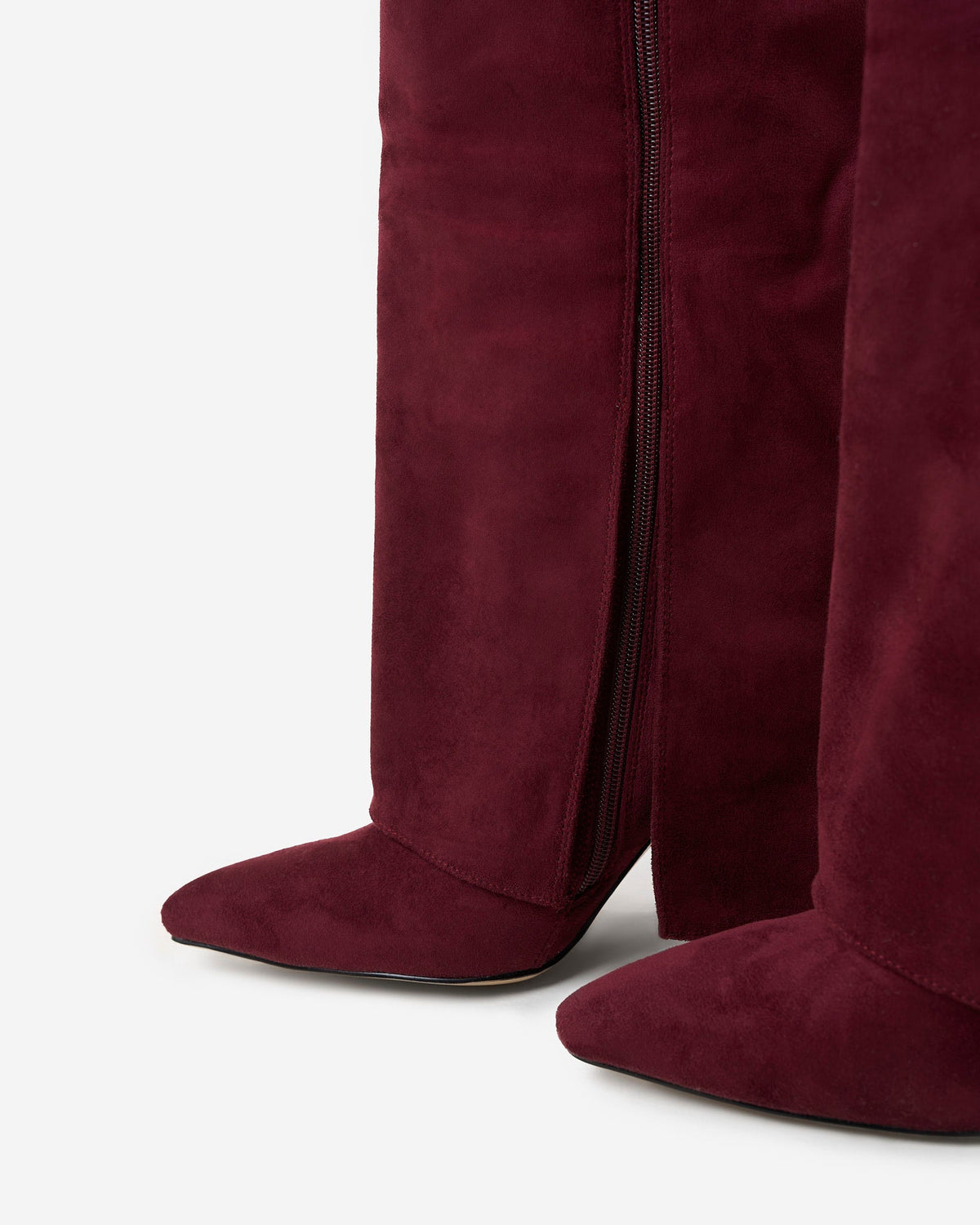 Siena Suede Knee-High Boots - Burgundy