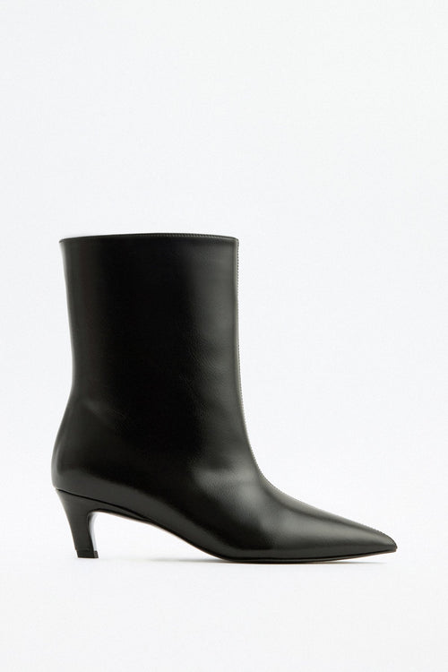 Florence Leather Ankle Boots - Black