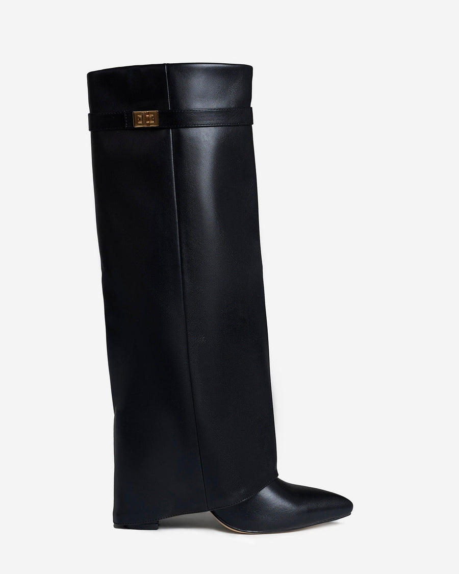 Camille Leather Knee-High Boots - Black