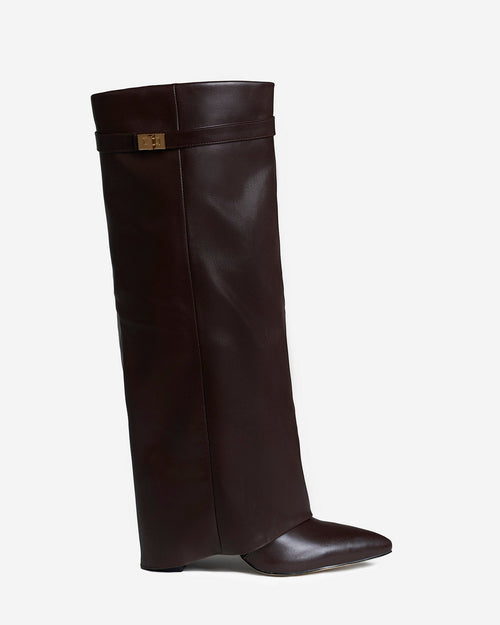 Camille Leather Knee-High Boots - Dark Brown