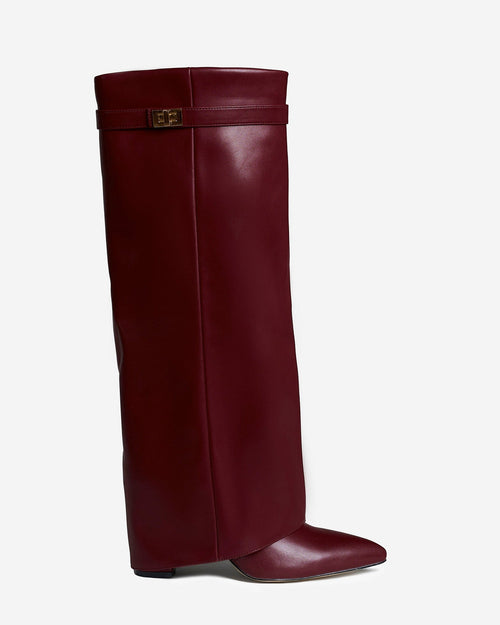 Camille Leather Knee-High Boots - Burgundy