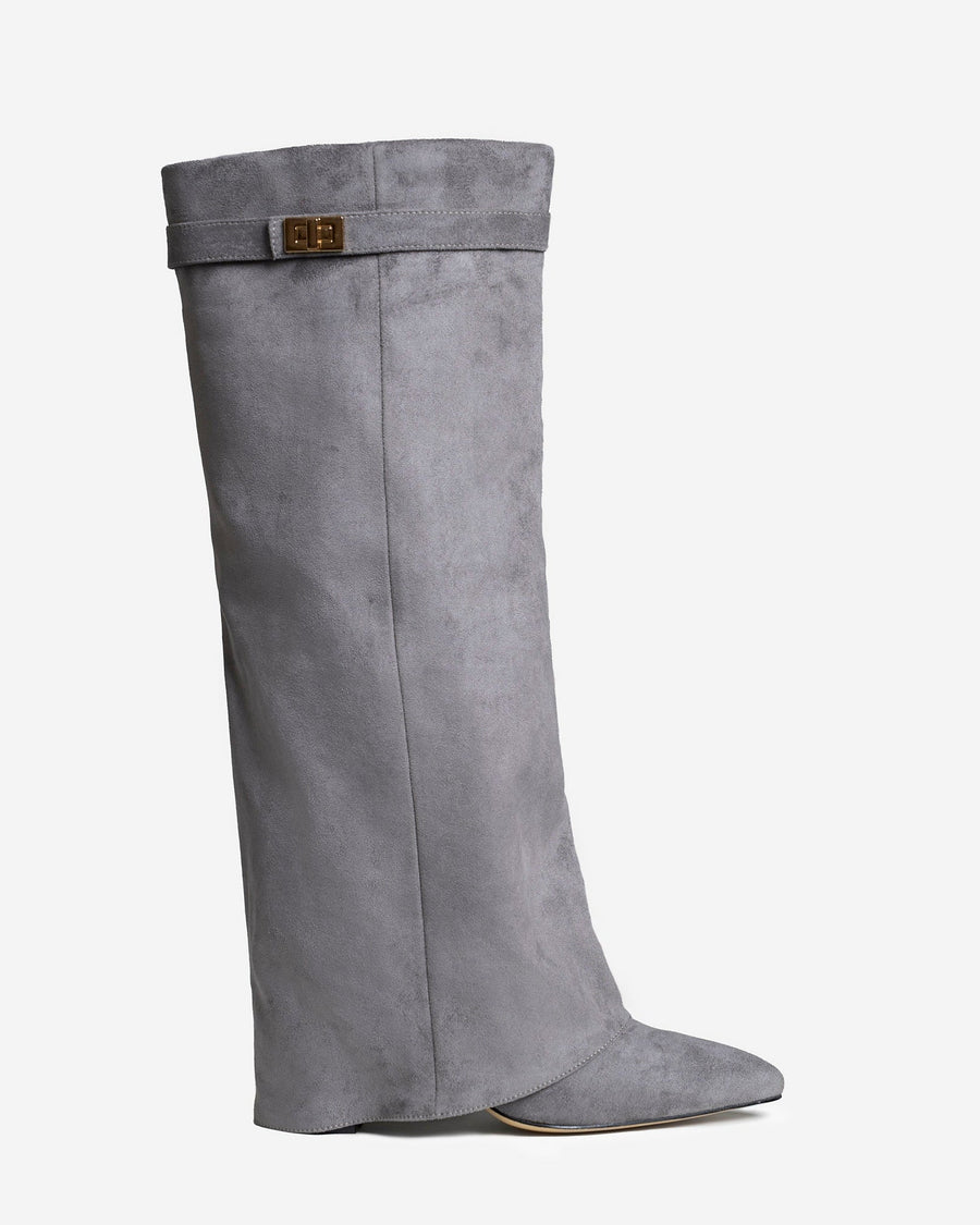 Siena Suede Knee-High Boots - Grey