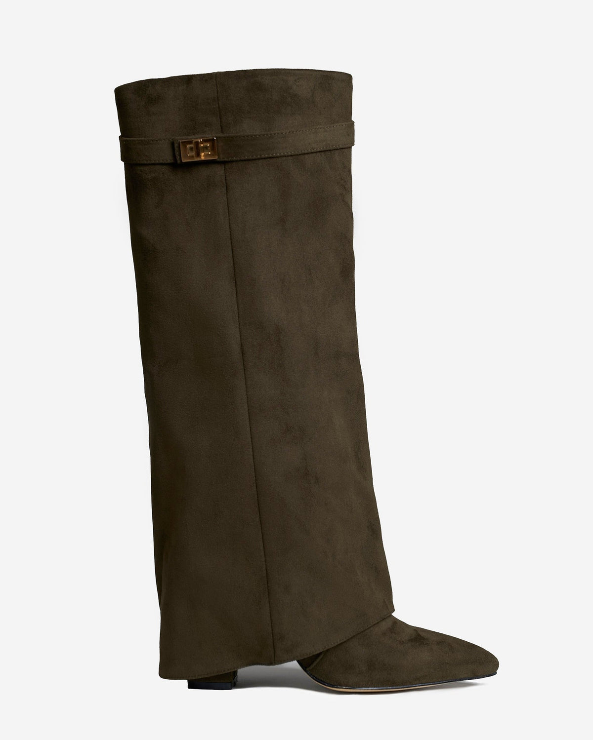 Siena Suede Knee-High Boots - Olive