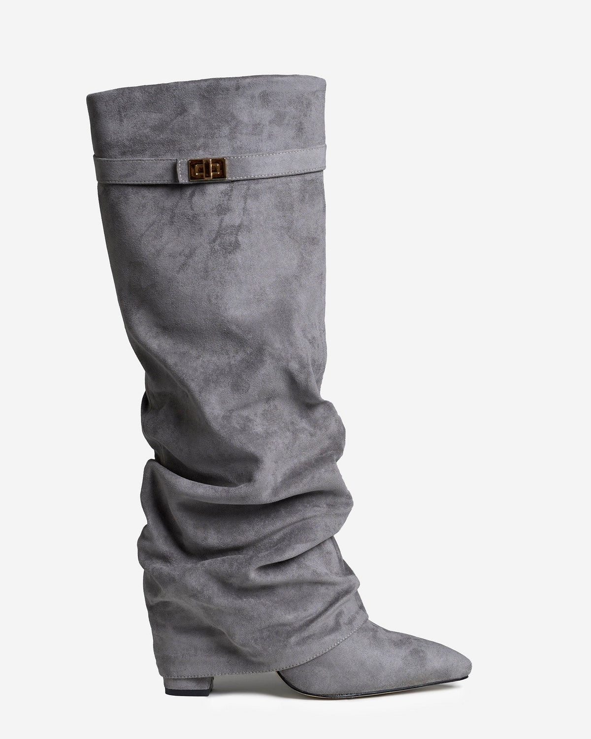 Celeste Slouchy Suede Knee-High Boots - Grey