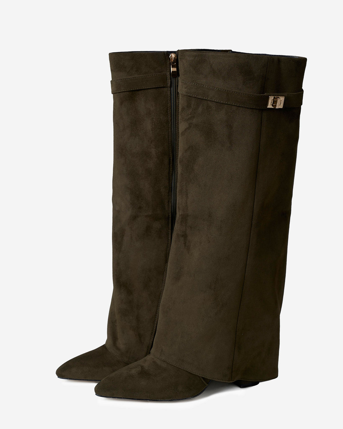 Siena Suede Knee-High Boots - Olive