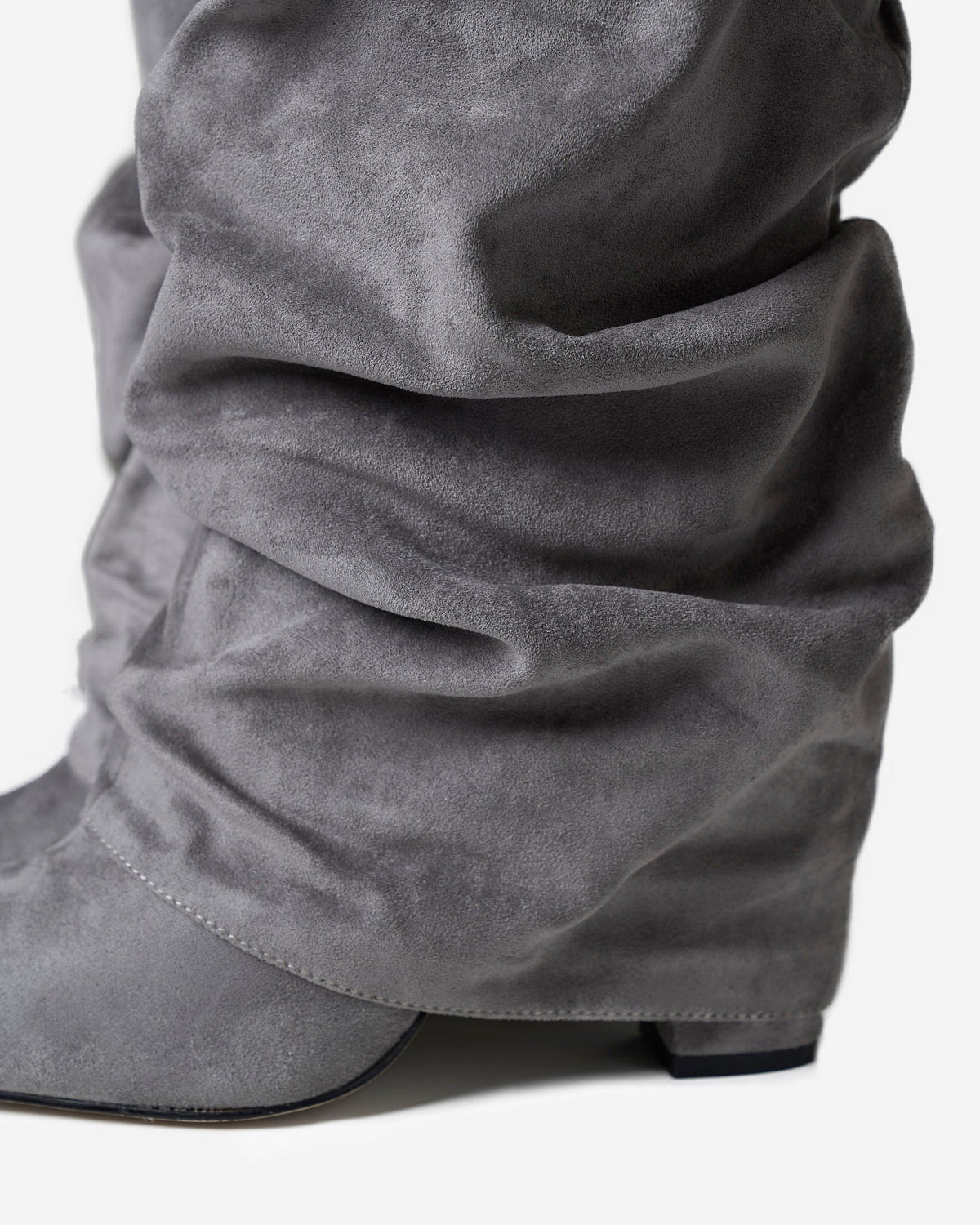 Celeste Slouchy Suede Knee-High Boots - Grey