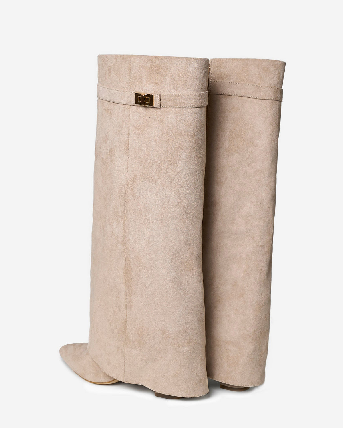 Siena Suede Knee-High Boots - Beige