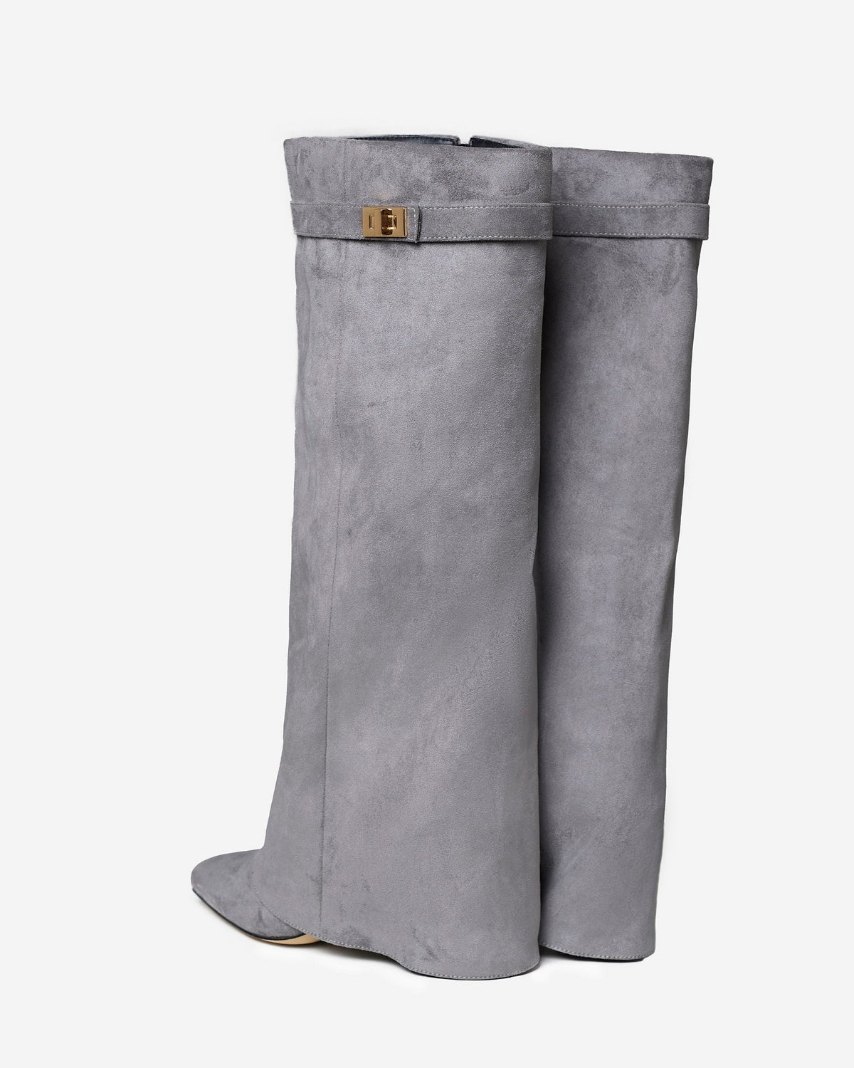 Siena Suede Knee-High Boots - Grey