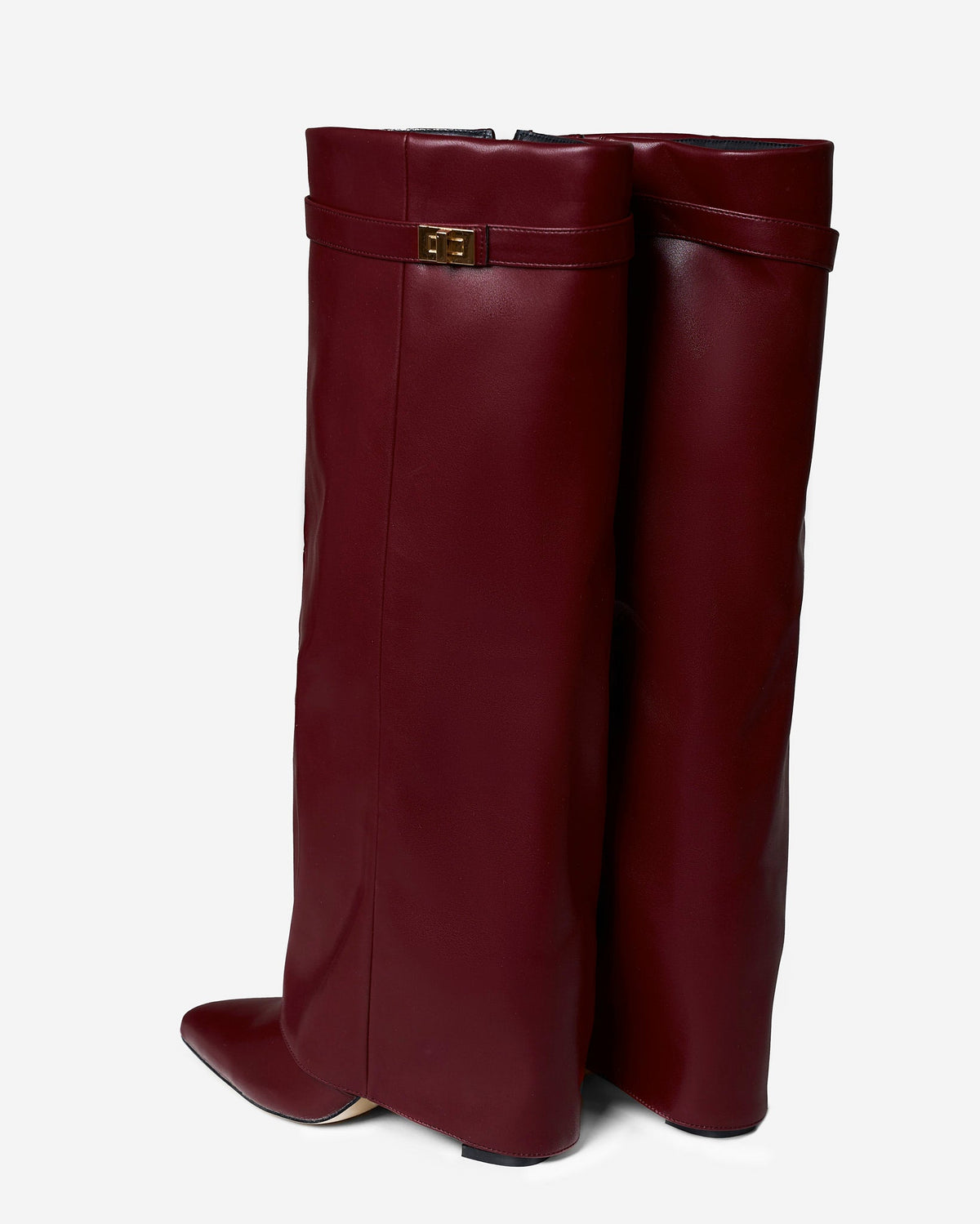Camille Leather Knee-High Boots - Burgundy