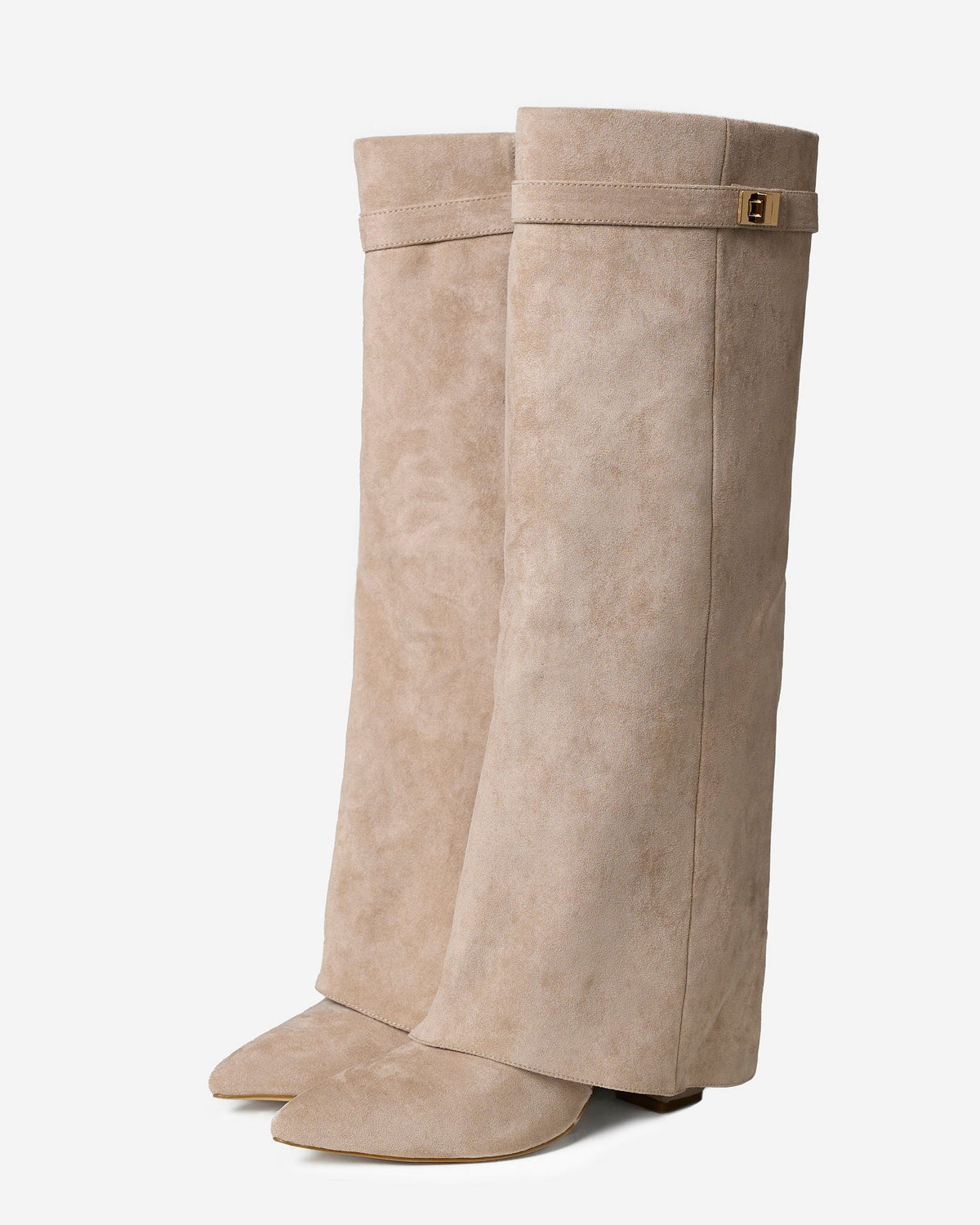 Siena Suede Knee-High Boots - Beige