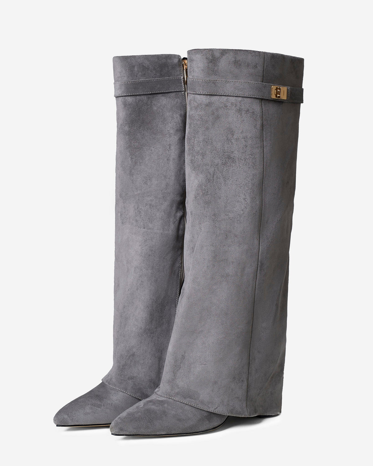 Siena Suede Knee-High Boots - Grey