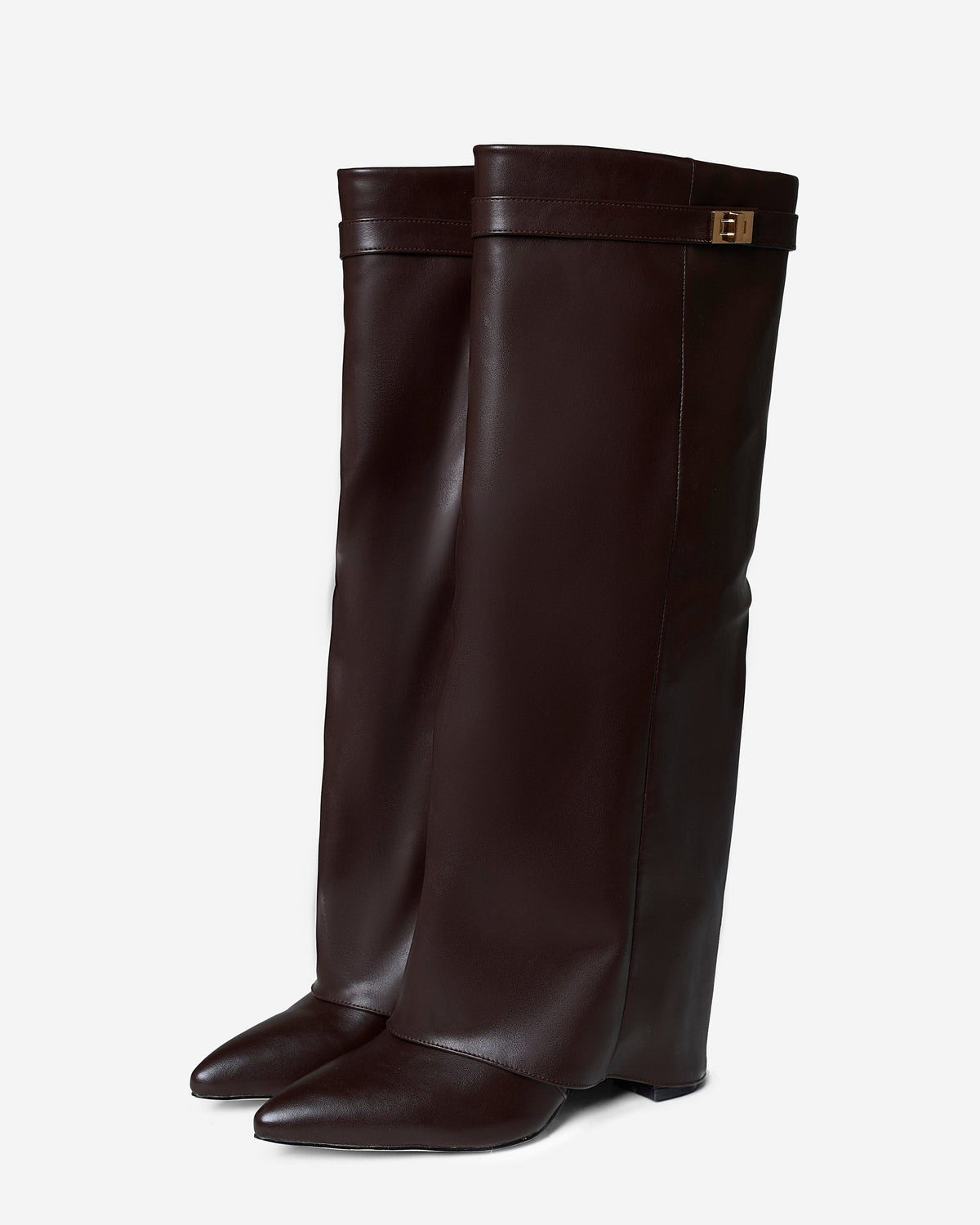 Camille Leather Knee-High Boots - Dark Brown