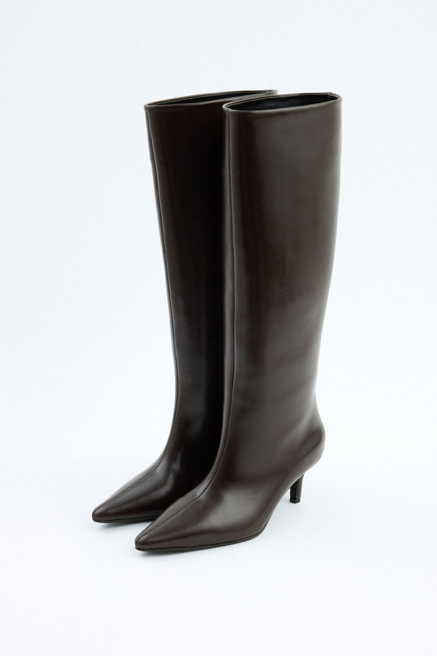 Noelle Leather Knee-High Boots - Dark Brown