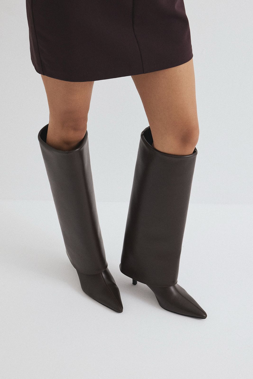 Margot Leather Knee-High Boots - Dark Brown