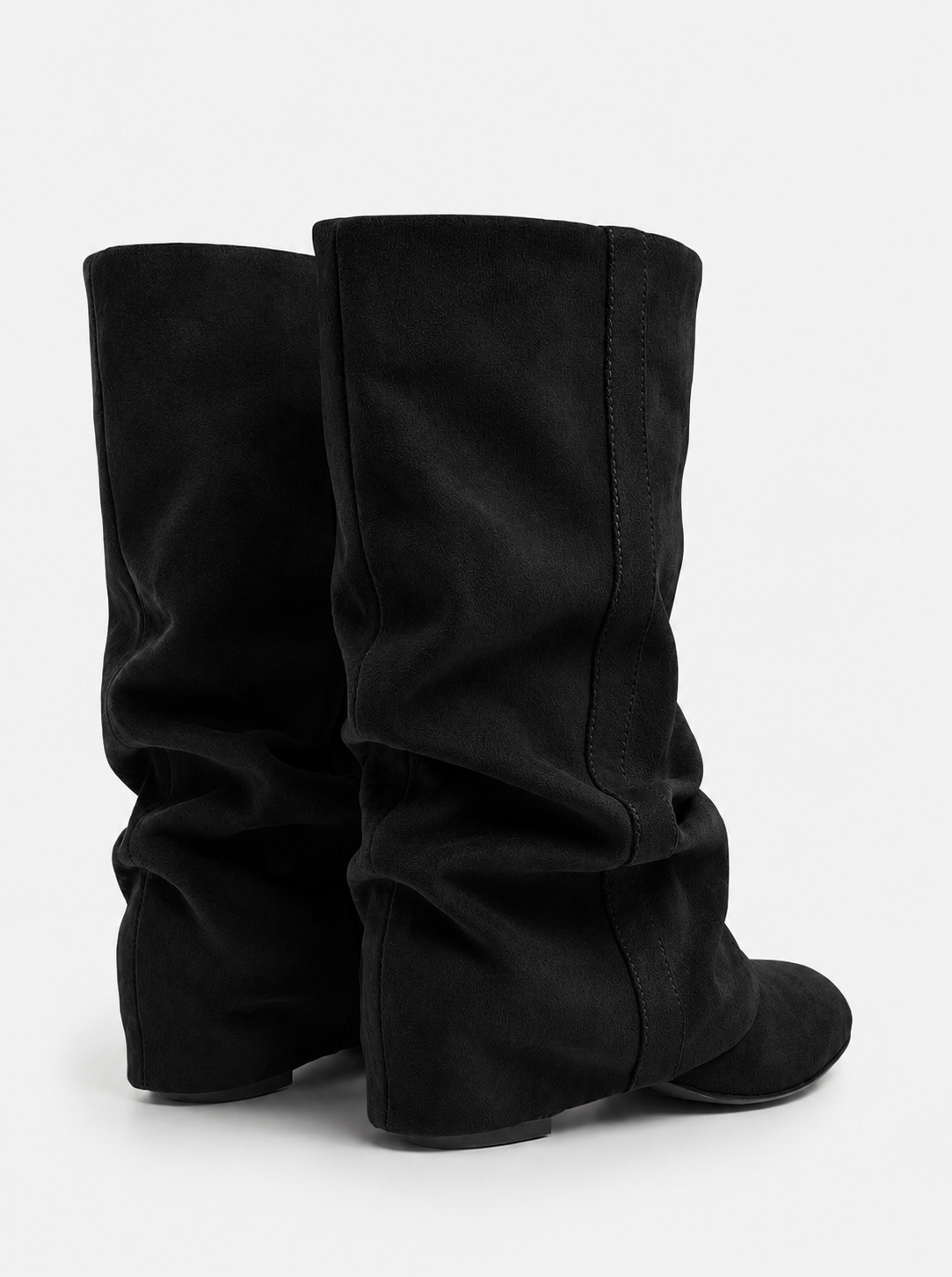 Elodie Slouchy Suede Boots - Black