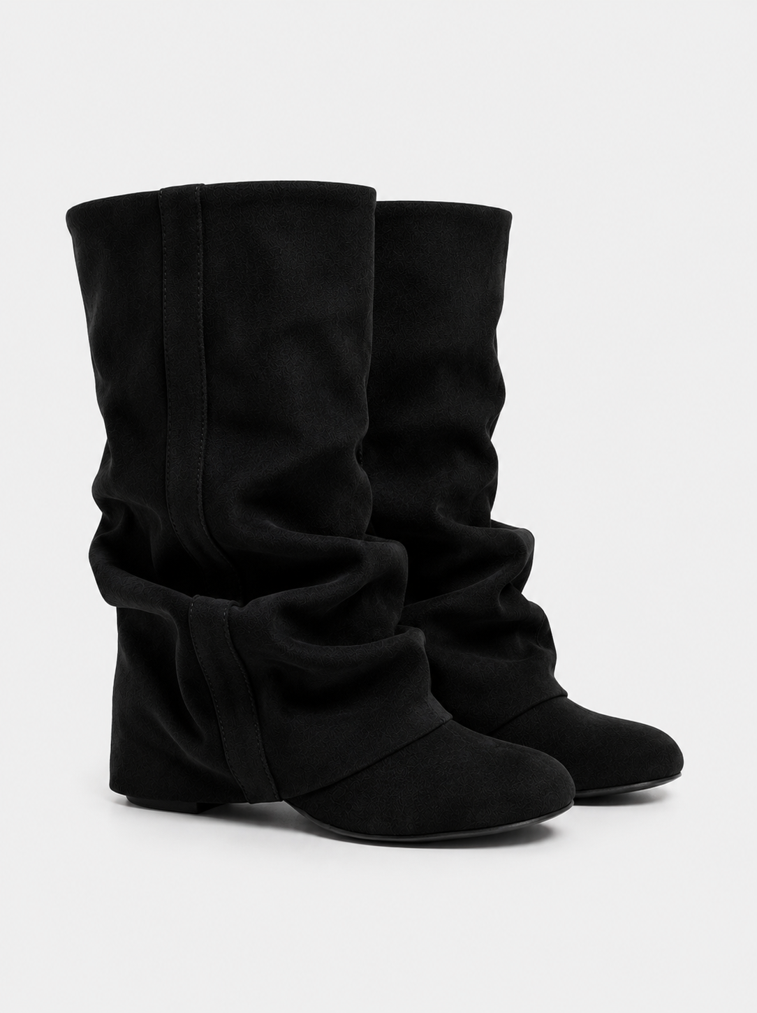 Elodie Slouchy Suede Boots - Black