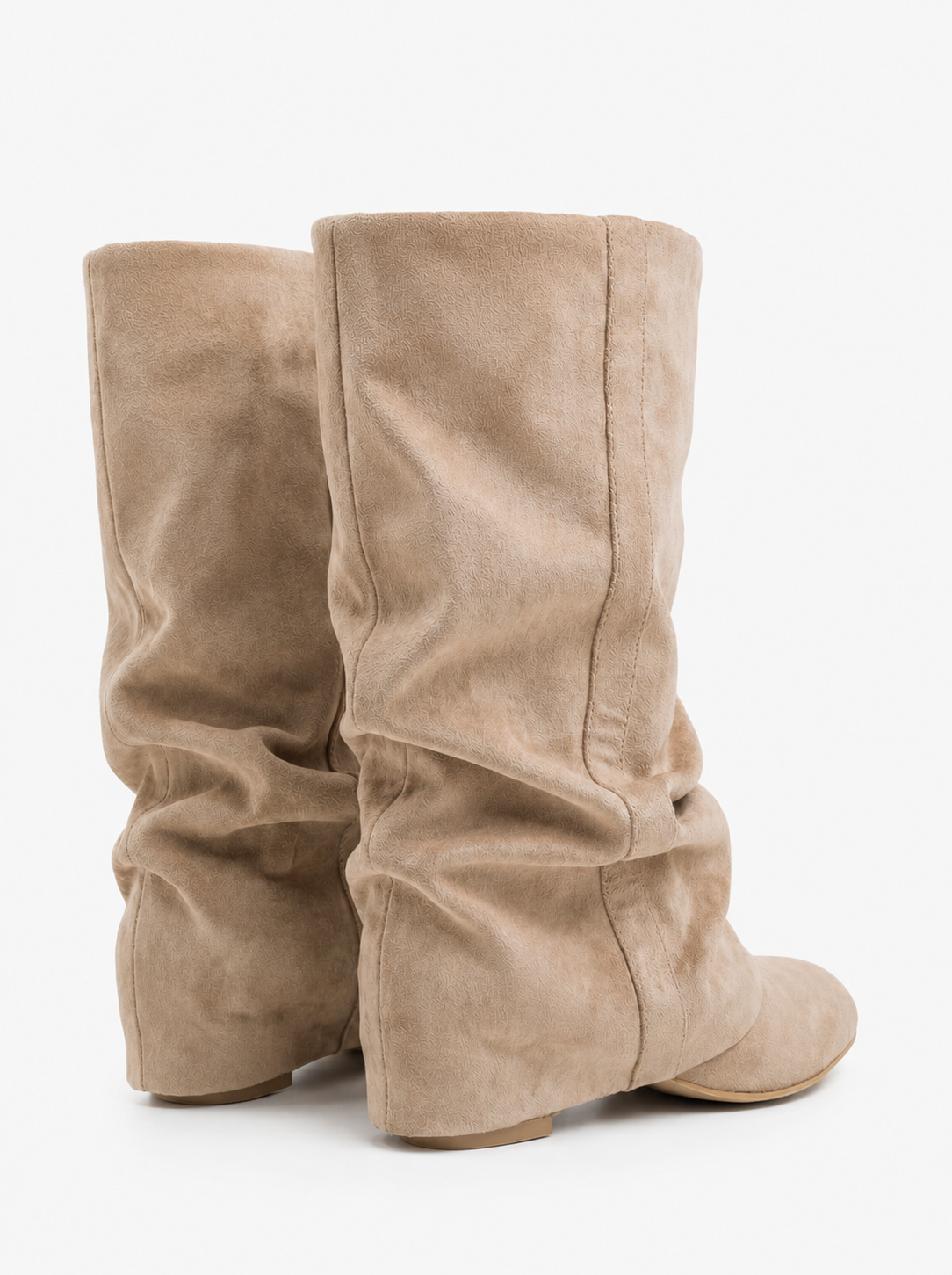 Elodie Slouchy Suede Boots - Beige