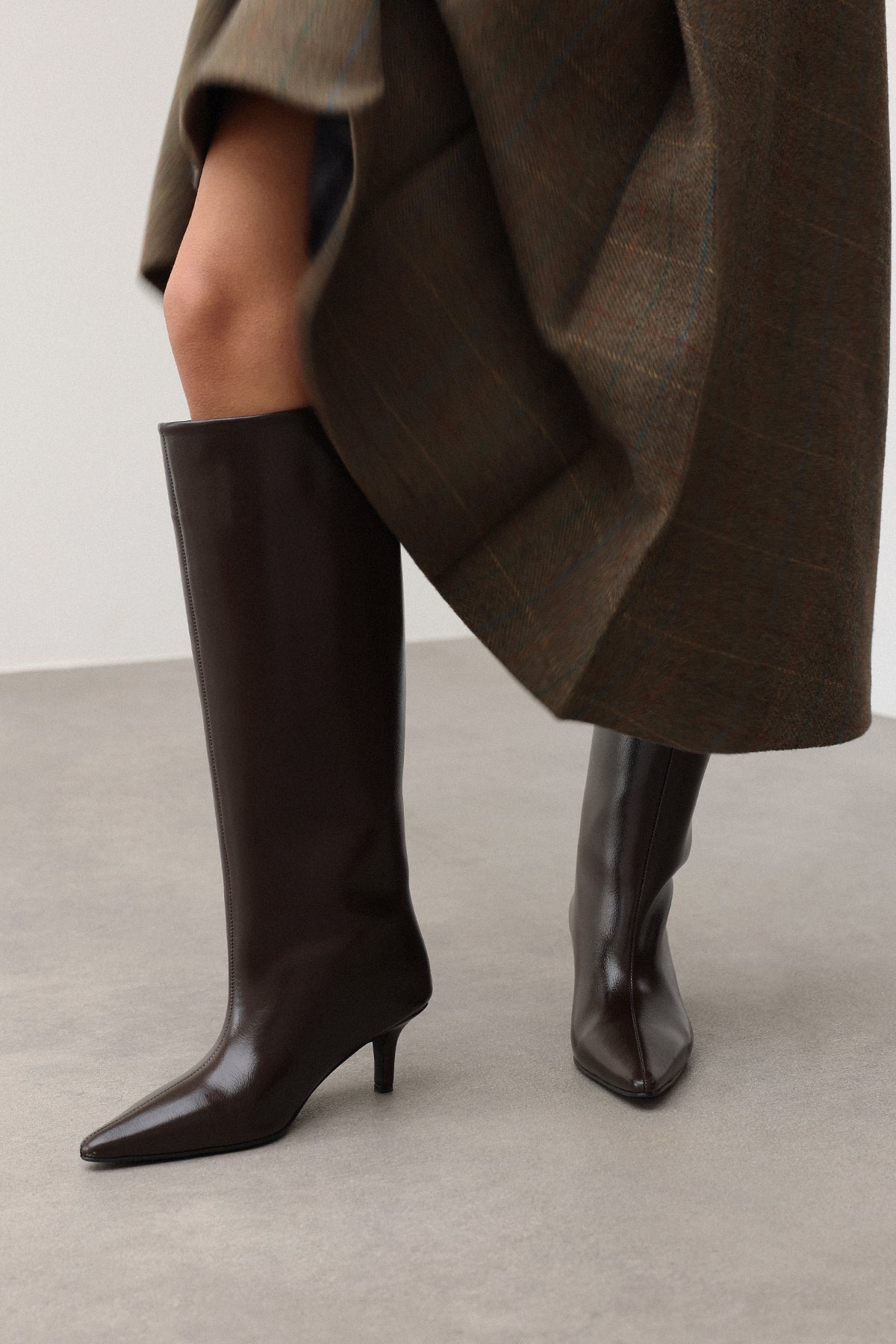 Noelle Leather Knee-High Boots - Dark Brown