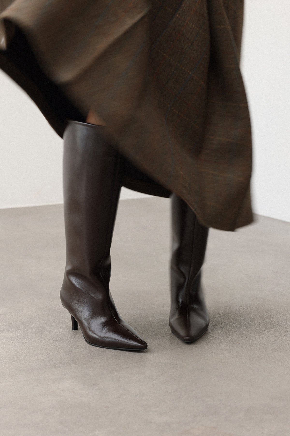 Noelle Leather Knee-High Boots - Dark Brown