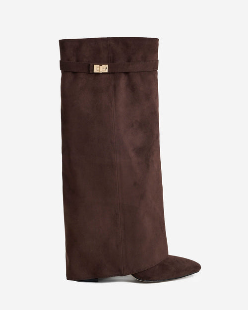 Siena Suede Knee-High Boots - Dark Brown