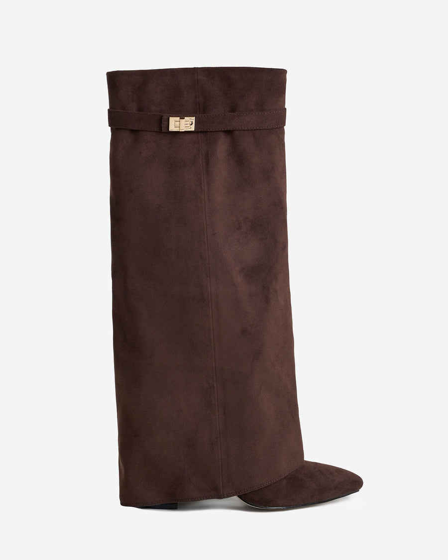 Siena Suede Knee-High Boots - Dark Brown