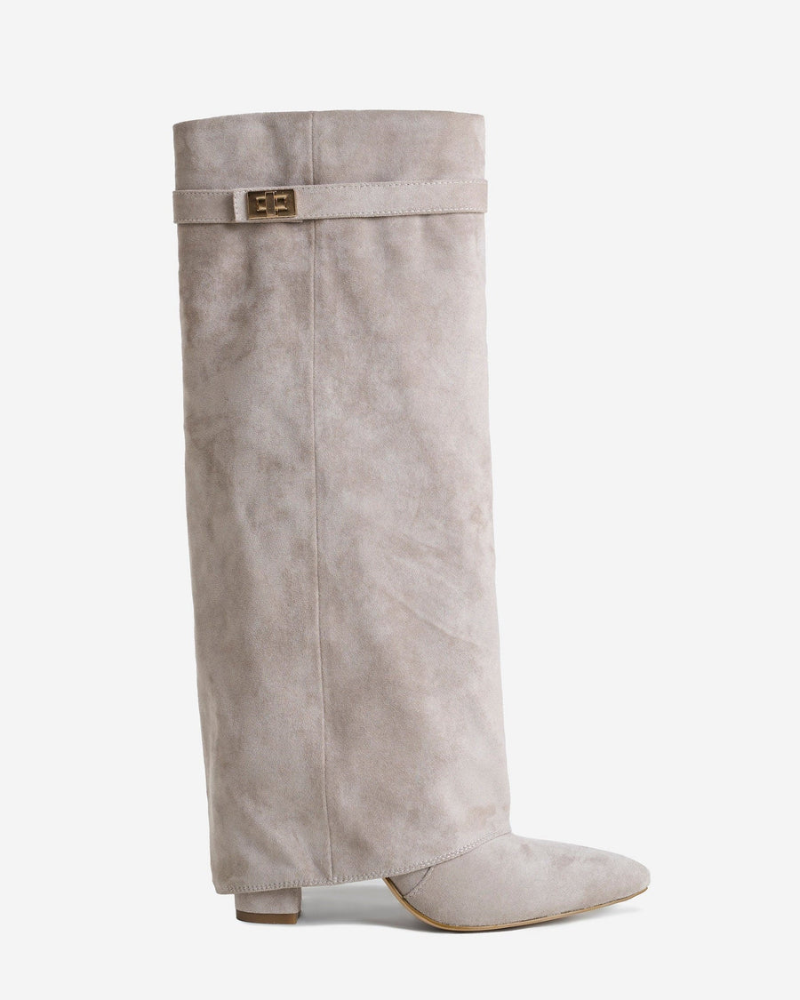 Siena Suede Knee-High Boots - Taupe