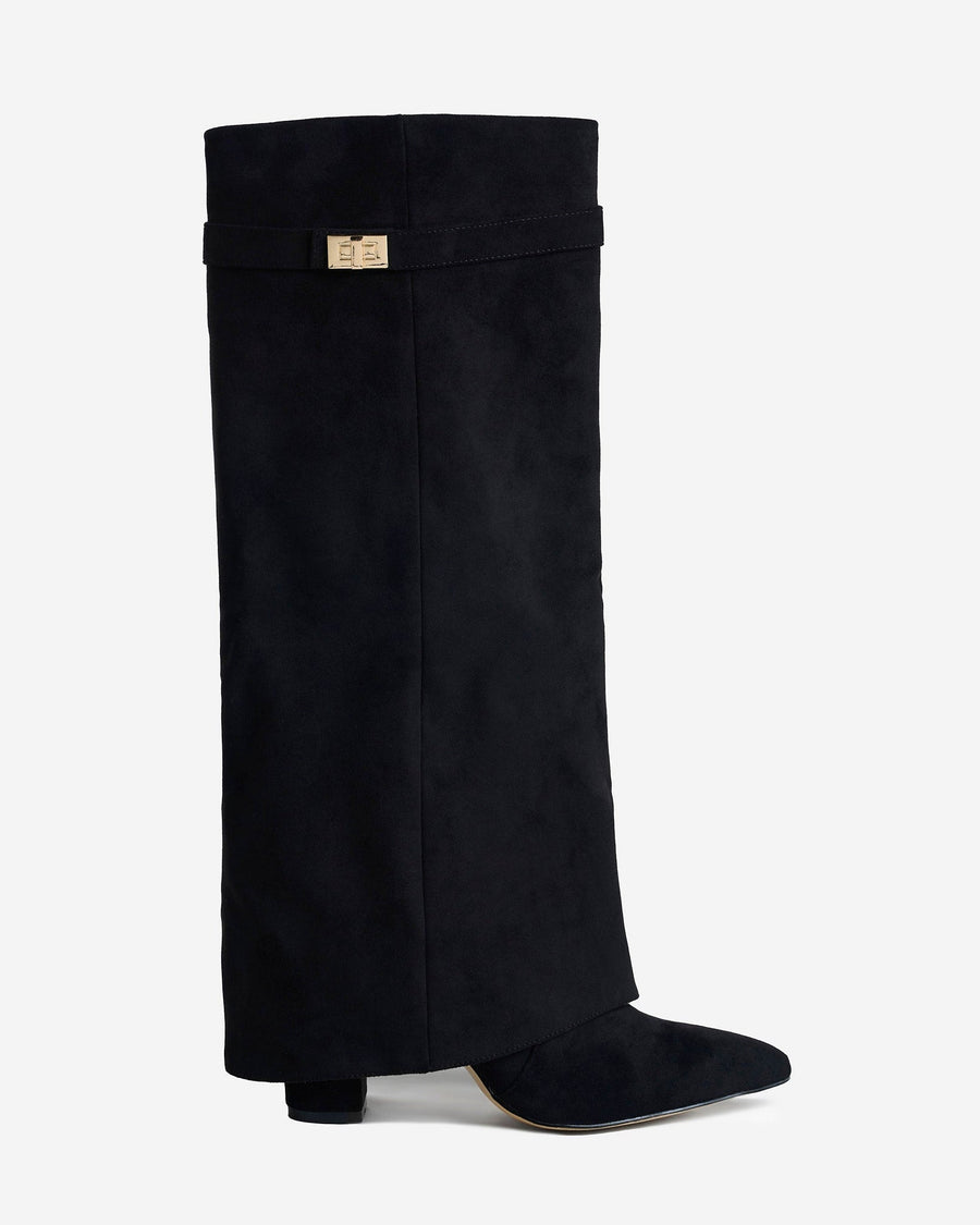 Siena Suede Knee-High Boots - Black