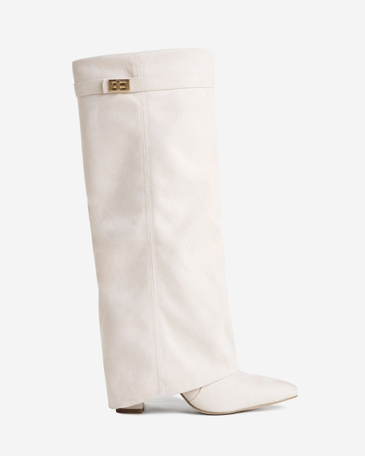 Siena Suede Knee-High Boots - Cream