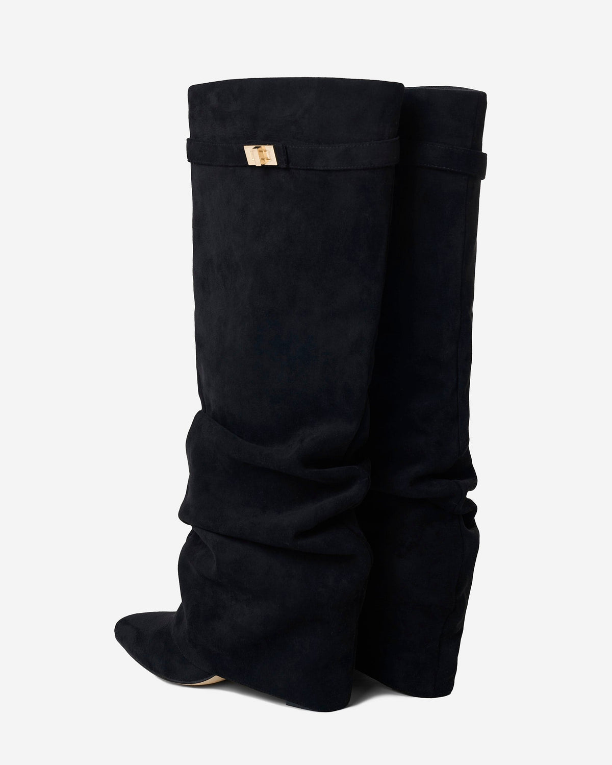 Celeste Slouchy Suede Knee-High Boots - Black