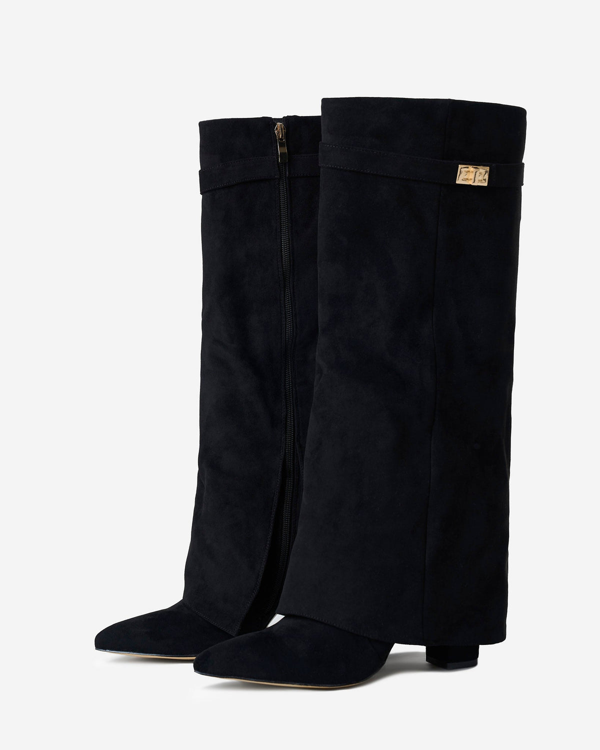 Siena Suede Knee-High Boots - Black