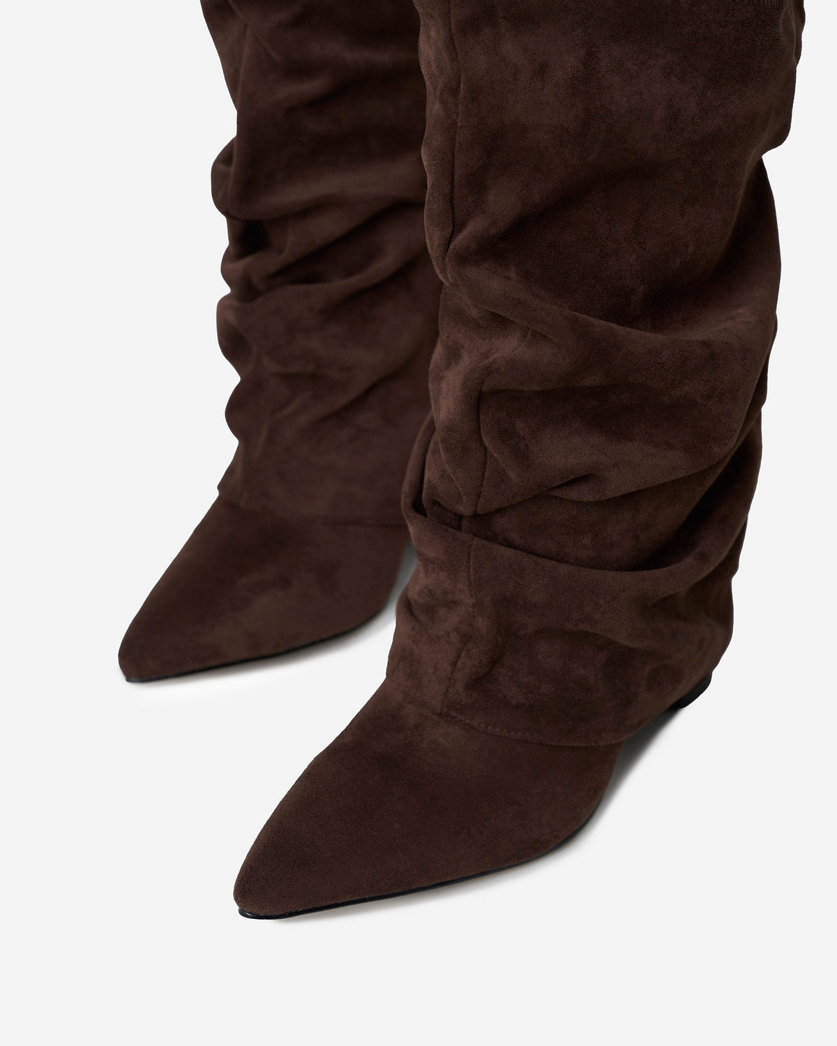 Celeste Slouchy Suede Knee-High Boots - Dark Brown