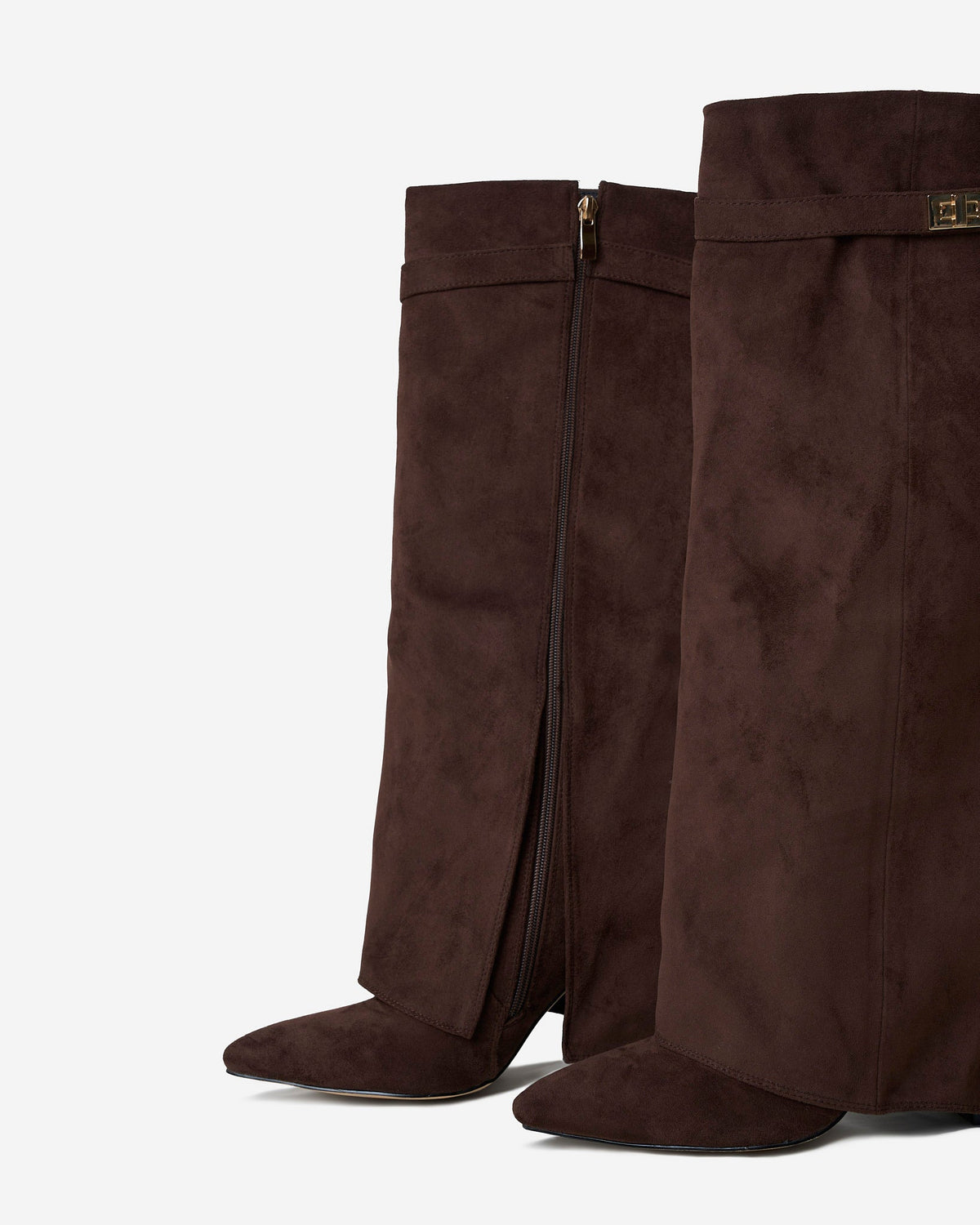 Siena Suede Knee-High Boots - Dark Brown
