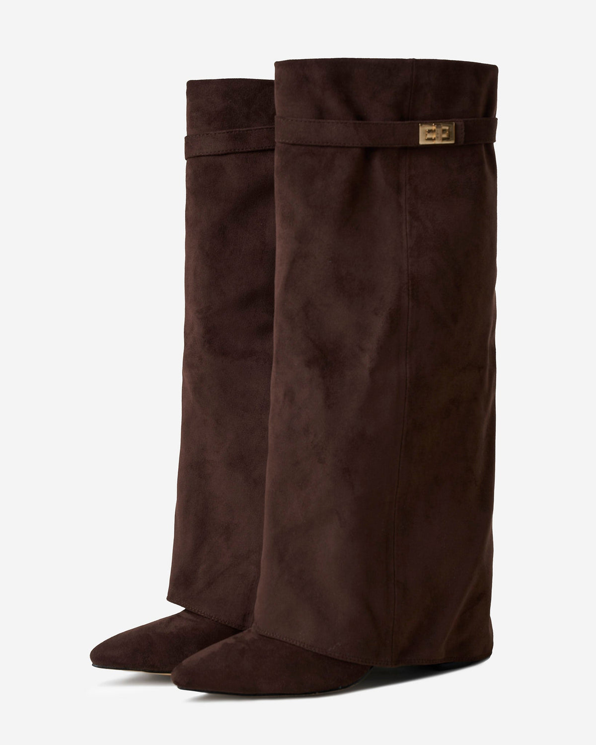 Siena Suede Knee-High Boots - Dark Brown