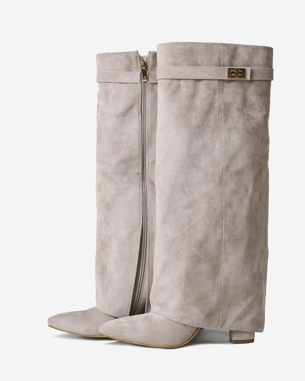 Siena Suede Knee-High Boots - Taupe