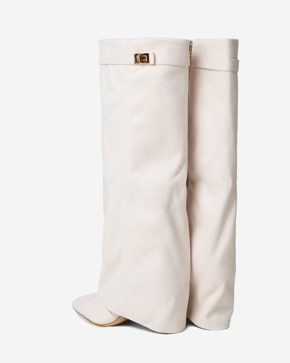 Siena Suede Knee-High Boots - Cream
