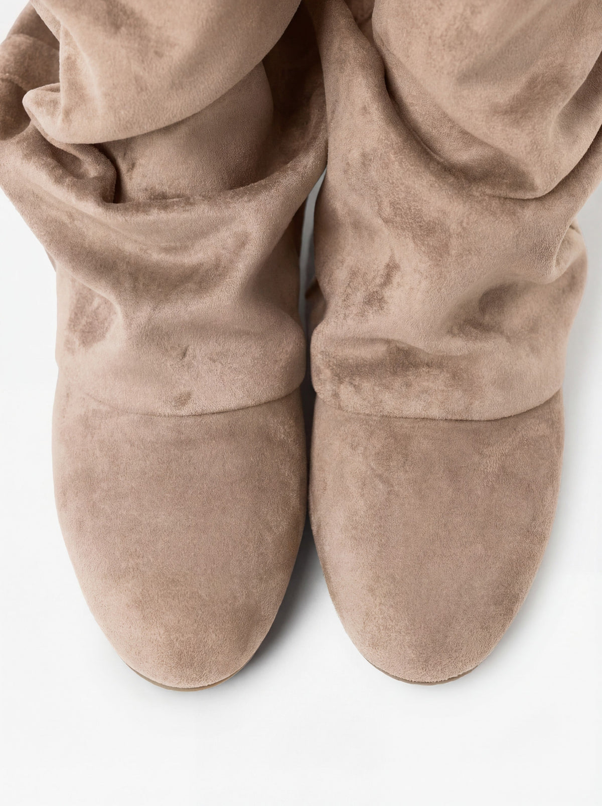 Elodie Slouchy Suede Boots - Beige