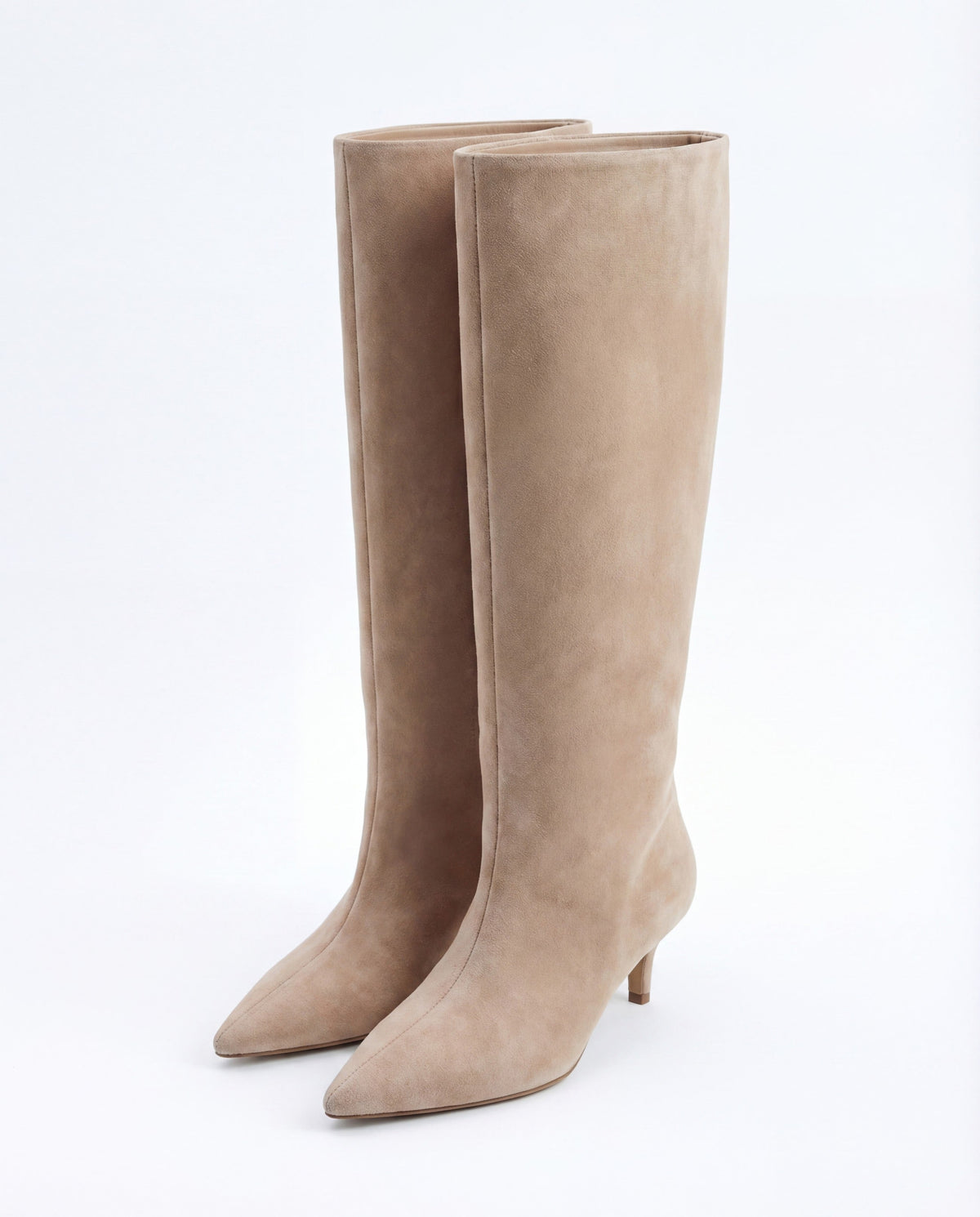 Noelle Suede Knee-High Boots - Beige