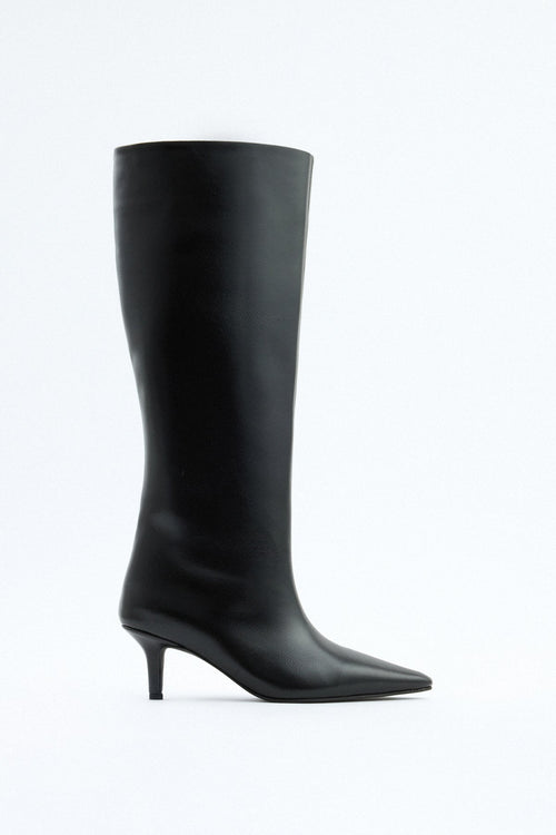 Noelle Leather Knee-High Boots - Black