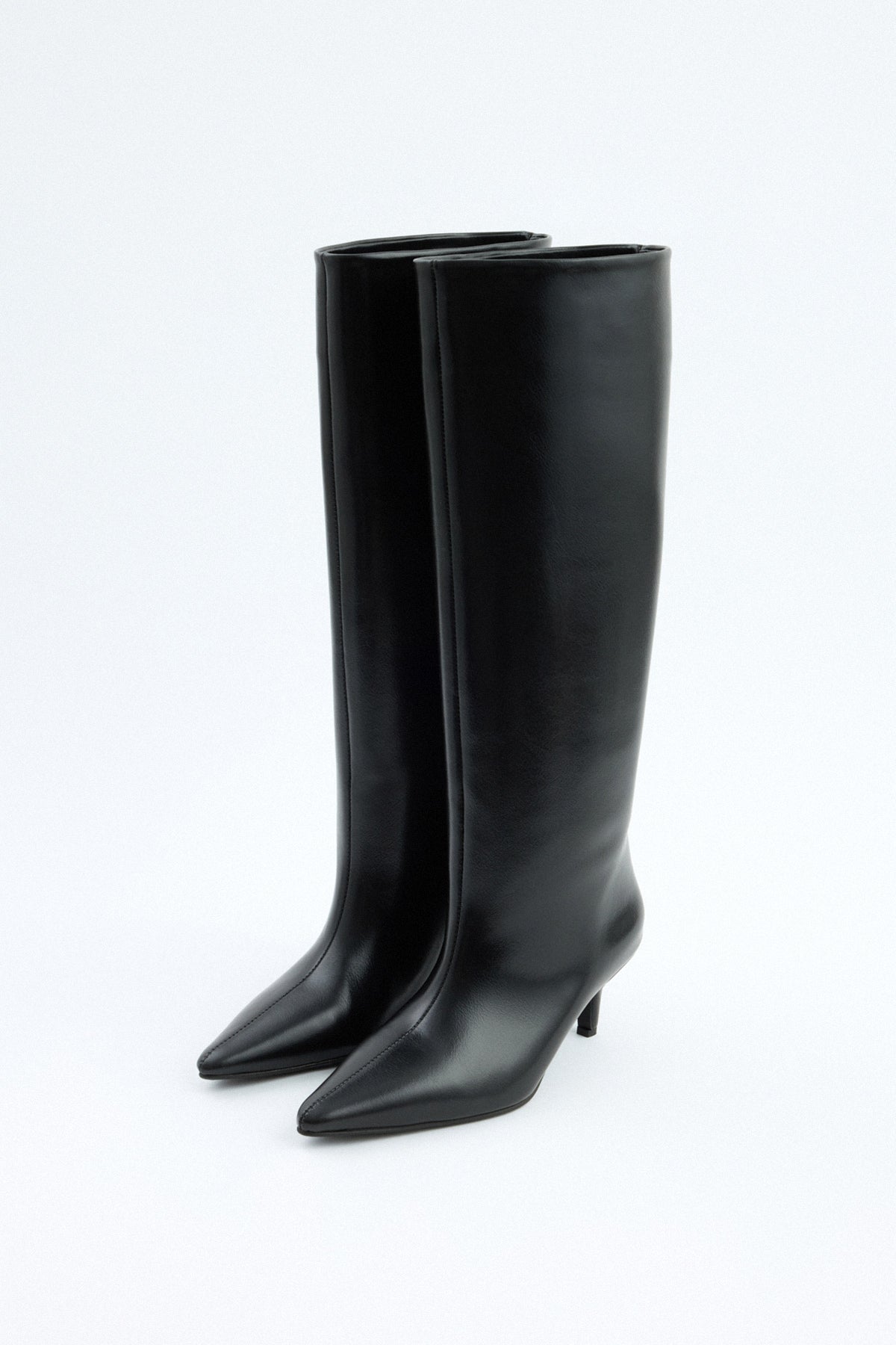 Noelle Leather Knee-High Boots - Black