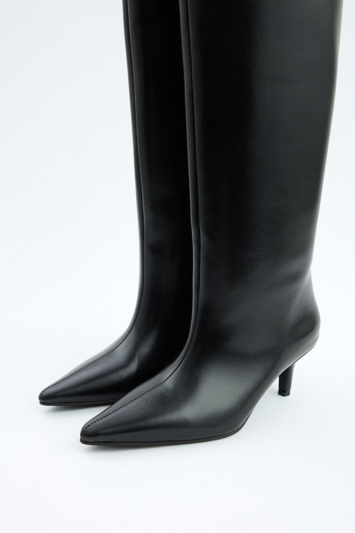 Noelle Leather Knee-High Boots - Black